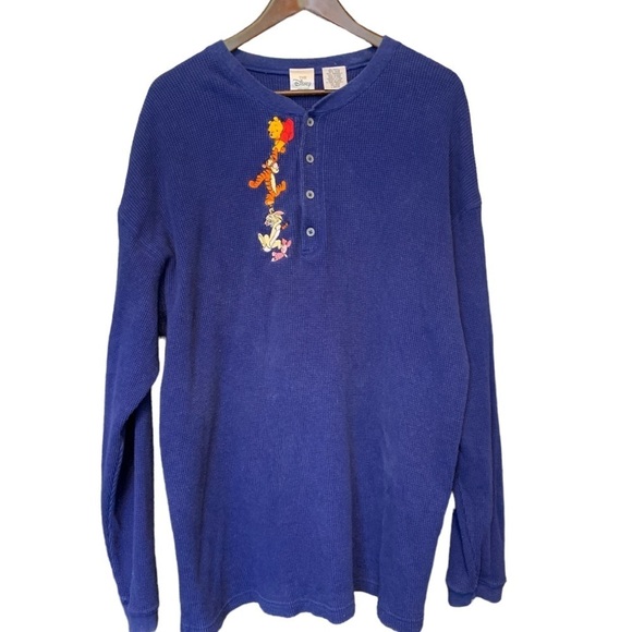 Disney Store Blue Thermal Henley Pooh & Friends Size XL Long Sleeve Shirt - Picture 7 of 7